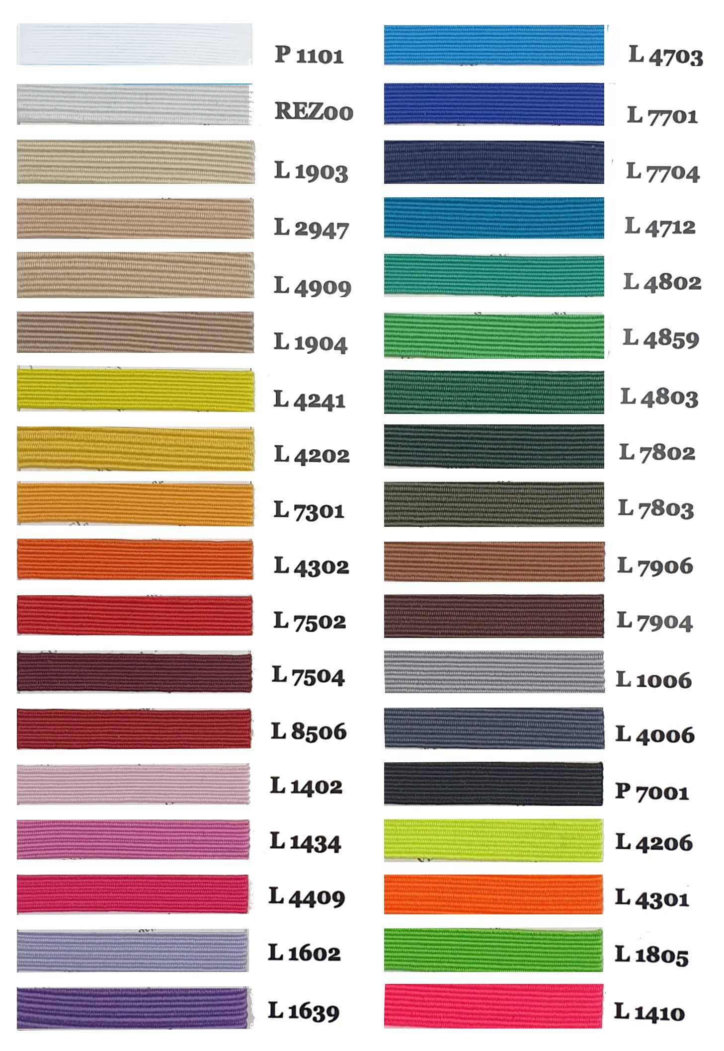 Katalog kolorów - Guma 7 mm